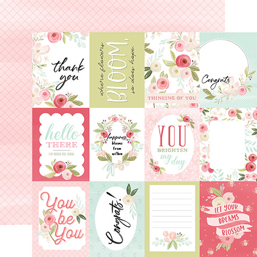 Flora No. 3 Thank you Echo Park Journaling Card, Seasonal Collection - 12"x12" Double-Sided Scrapbooking Cardstock
