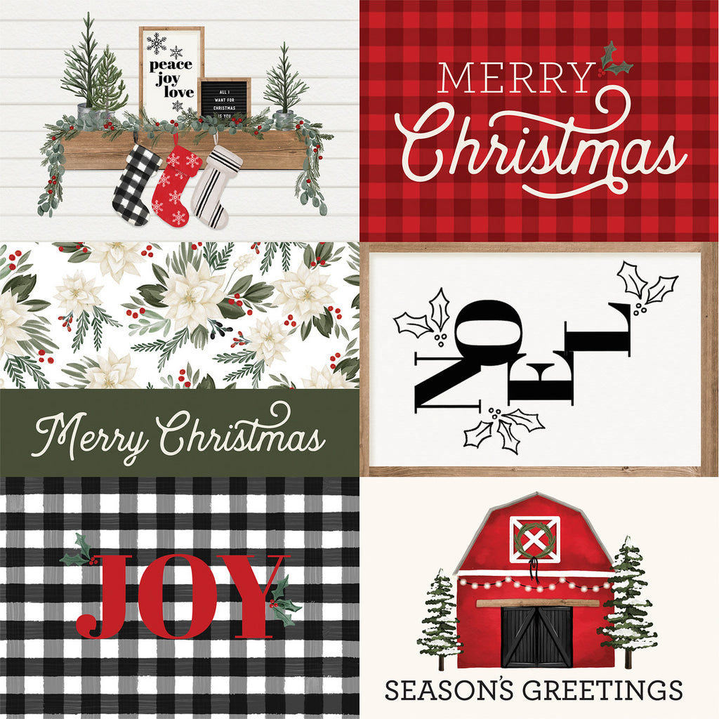Echo Park Journaling Card, The Farmhouse Christmas Collection - 12"x12" Double-Sided Scrapbooking Cardstock. Individual Squares