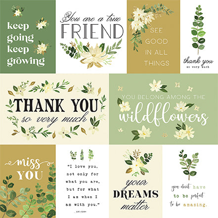 Flora No. 4 Keep Going Keep Growing Echo Park Journaling Card, Seasonal Collection - 12"x12" Double-Sided Scrapbooking Cardstock