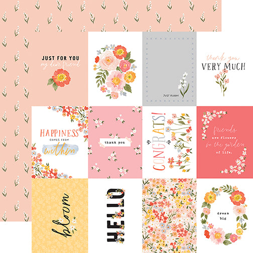 Flora No. 5 Just for You Echo Park Journaling Card, Seasonal Collection - 12"x12" Double-Sided Scrapbooking Cardstock