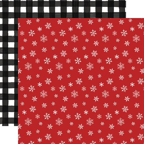 Black check and red snowflakes. Echo Park Journaling Card, The Home for Christmas Collection - 12"x12" Double-Sided Scrapbooking Cardstock. Individual Squares. Start your project off right with the perfect paper for Greeting Cards