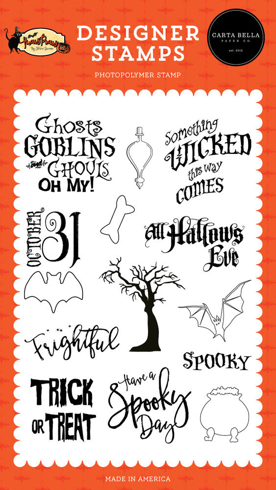 Shop Echo Park Frightful Halloween clear high quality Photopolymer Stamps.  Ink used on these stamps has excellent adhesion