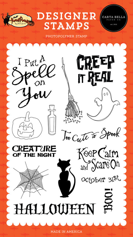 Shop Echo Park Creep it Real Halloween clear high quality Photopolymer Stamps.  Ink used on these stamps has excellent adhesion