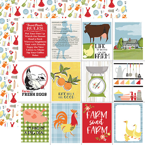 Farmhouse Living Rules Echo Park Journaling Card, Seasonal Collection - 12"x12" Double-Sided Scrapbooking Cardstock