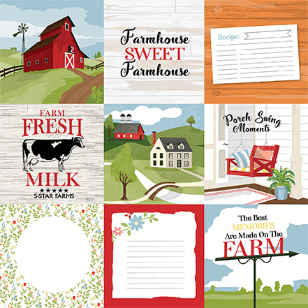 Farmhouse Living Farm Fresh Milk Echo Park Journaling Card, Seasonal Collection - 12"x12" Double-Sided Scrapbooking Cardstock