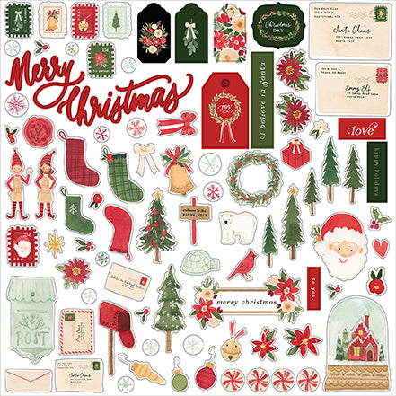 This package contains Echo Park Cardstock Stickers - Letters to Santa, 12x12 inches