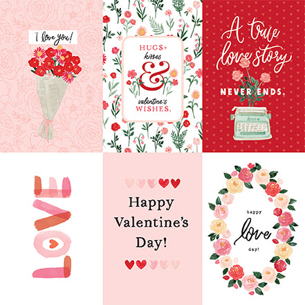 My Valentine I Love You Echo Park Journaling Card, Seasonal Collection - 12"x12" Double-Sided Scrapbooking Cardstock