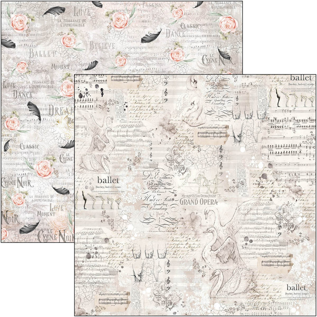 Cygne Noir Paper Pad. These beautiful Italian made Ciao Bella Creative Pads are coordinated sets containing fun designs for cut-out and matching papers for your next decoupage craft project