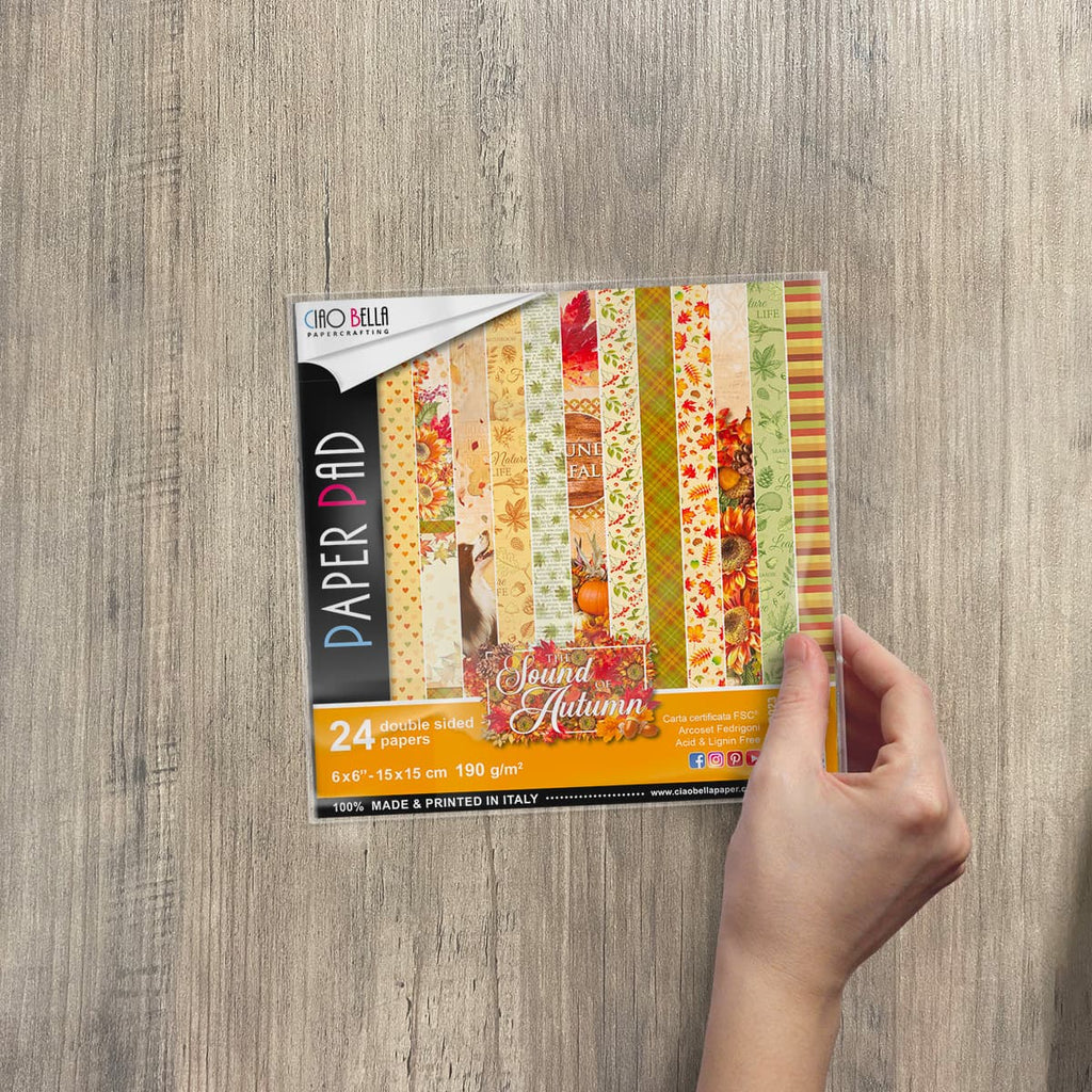 Sound of Autumn Paper Pad. These beautiful Italian made Ciao Bella Creative Pads are coordinated sets containing fun designs for cut-out and matching papers for your next decoupage craft