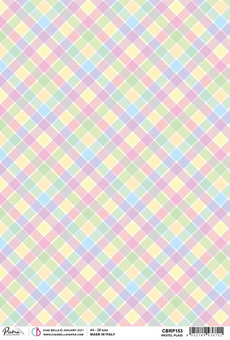 Pastel Plaid Decoupage Rice Paper for Crafting, Scrapbooking, Journaling, Mixed Media, Cardmaking
