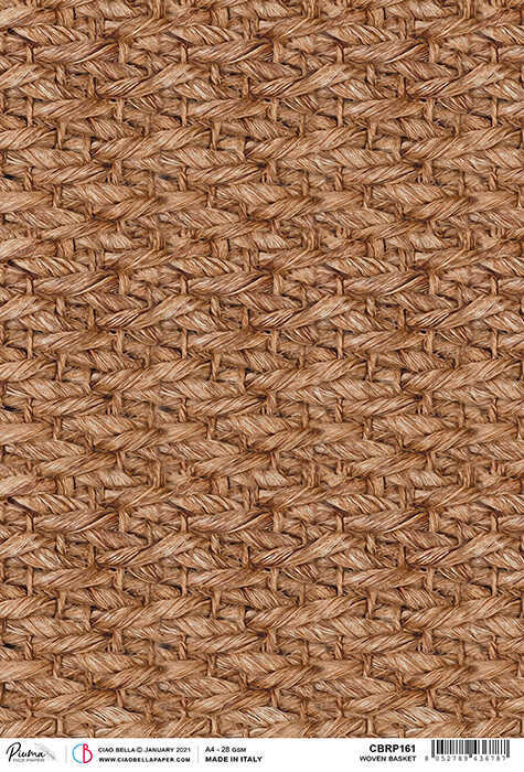 Woven Tweed Basket Decoupage Rice Paper for Crafting, Scrapbooking, Journaling, Mixed Media, Cardmaking