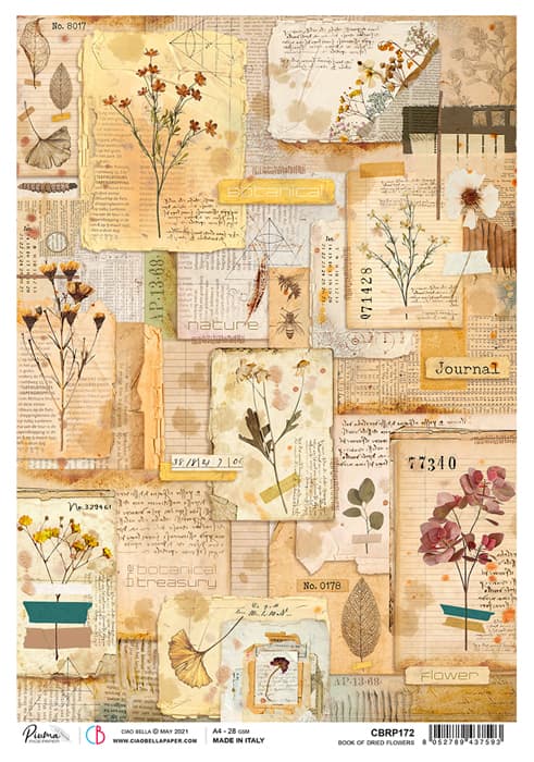 Beautiful Botanical Dried Flowers Paper are of Exquisite Quality for Decoupage crafts.  Imported from Europe. Scrapbooking, Journaling, Cardmaking