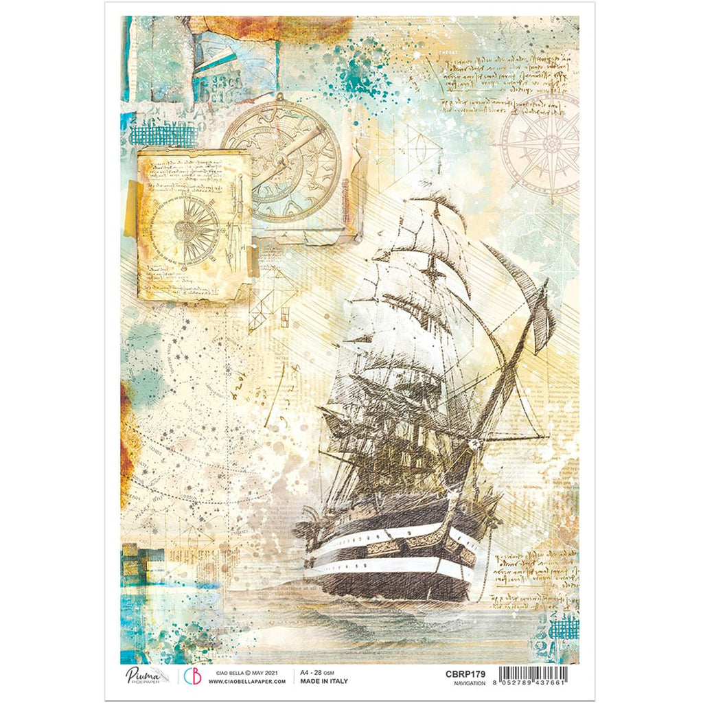 Shop Navigation with ship and maps Ciao Bella Rice Paper are of Exquisite Quality for Decoupage crafts. Thin yet durable. Imported from Europe. Beautiful colors