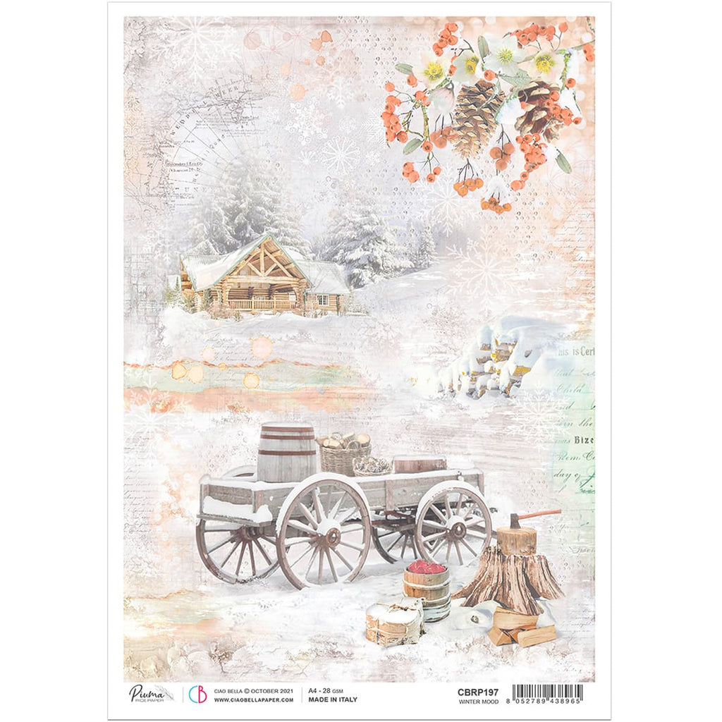Beautiful Winter Mood Country Farm Rice Paper are of Exquisite Quality for Decoupage crafts.