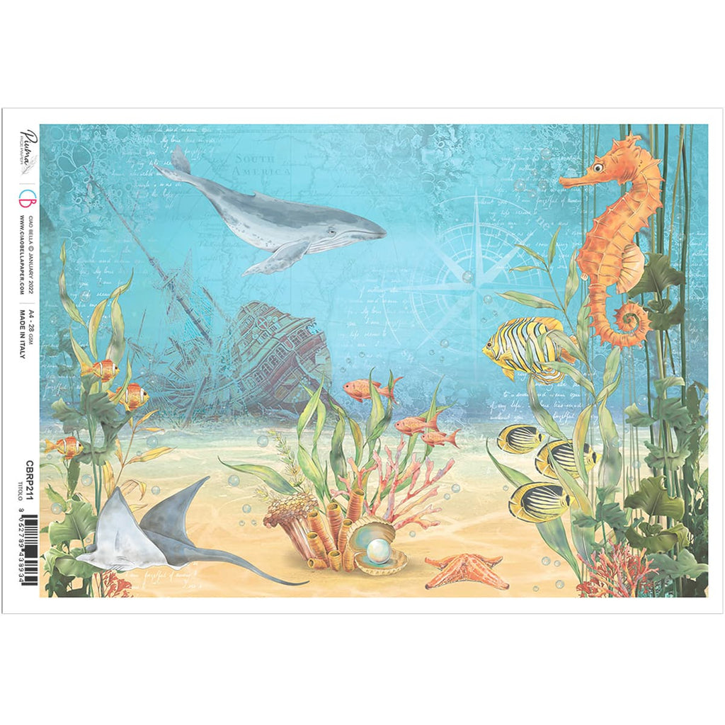 Beautiful Shipwreck and colorful fish Ciao Bella Rice Paper are of Exquisite Quality for Decoupage crafts. Thin yet durable. Imported from Europe. Beautiful colors, great patterns, exceptional strengt
