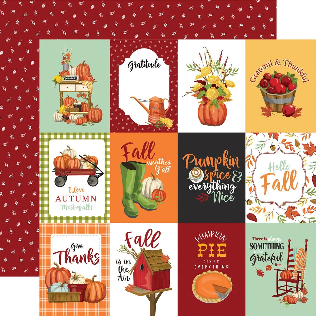 Echo Park Journaling Card, Welcome Autumn Collection - 12"x12" Double-Sided Scrapbooking Cardstock. Individual Squares.