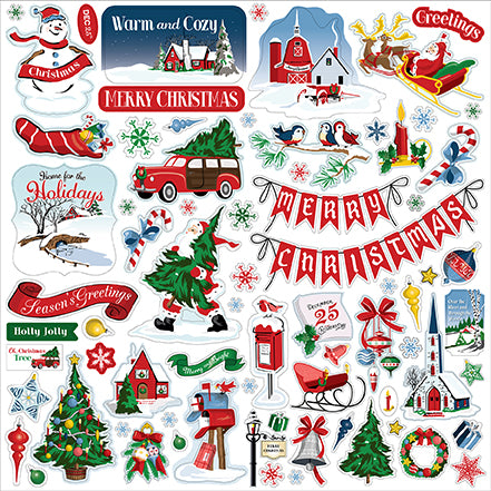 This package contains Carta Bella Elements 12x12 inch Cardstock Stickers - White Christmas