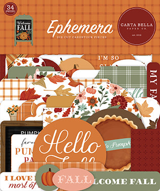 Shop Carta Bella Welcome Fall Autumn Ephemera Die Cuts. Have fun embellishing your next Scrapbooking, Journaling, Cardmaking