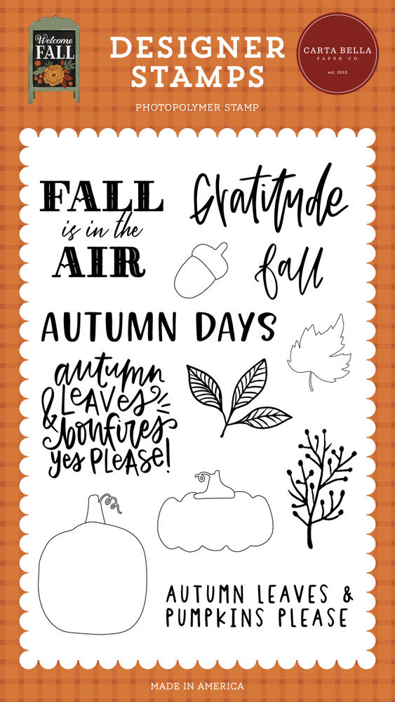 Shop Echo Park Fall Pumpkins Please clear high quality Photopolymer Stamps.  Ink used on these stamps has excellent adhesion