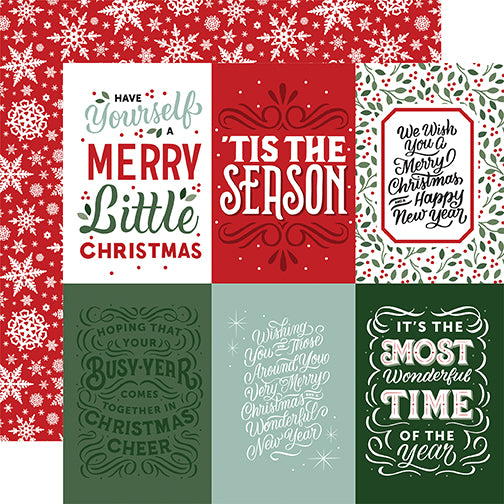 Echo Park Journaling Card, The Christmas Salutations Collection - 12"x12" Double-Sided Scrapbooking Cardstock. Individual Squares.