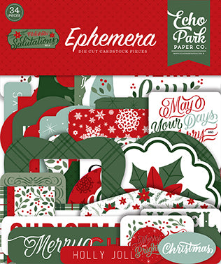 This package contains Echo Park Cardstock Ephemera - Christmas Salutations No. 2, Icons, 33 pieces.