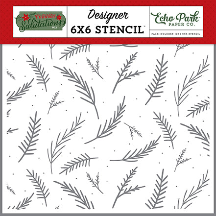 Echo Park Christmas Balsam Branches Stencils are perfect for using on mixed media, card making, scrapbooking, textile art and so much more