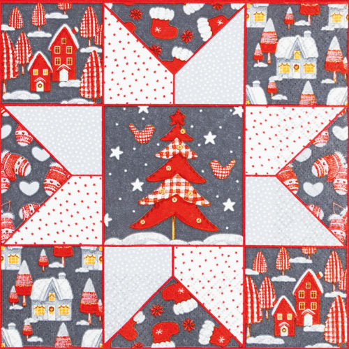 These Christmas Patchwork Decoupage Paper Napkins are Imported from Europe. Ideal for Decoupage Crafting