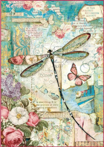 Stamperia Wonderland Dragonfly A4 Rice Papers are of Exquisite Quality for Decoupage Art. Vibrant colorful patterns. Thin yet durable. Imported from Europe. Ideal for Scrapbooking