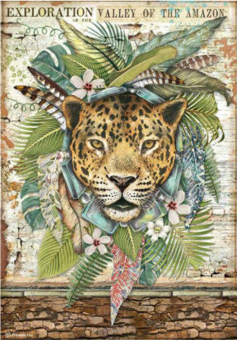 Beautiful Amazonia Jaguar Stamperia A4 Rice Papers are of Exquisite Quality for Decoupage crafts. Thin yet durable. Imported from Europe