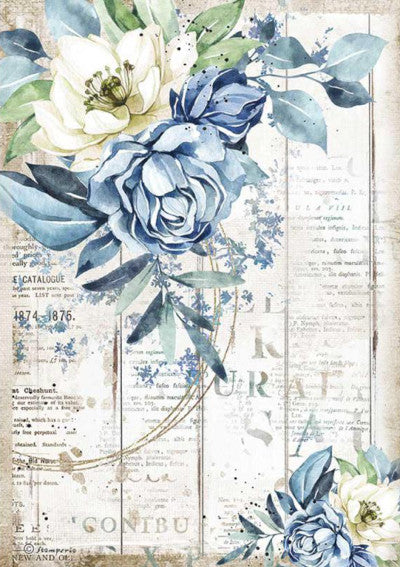 Stamperia Sea Dream Blue Flower A4 Rice Papers are of Exquisite Quality for Decoupage Art. Vibrant colorful patterns. Thin yet durable. Imported from Europe. Ideal for Scrapbooking, Mixed Media
