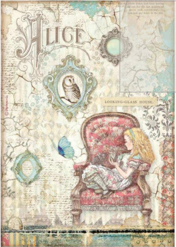 Stamperia Alice in Wonderland A4 Rice Papers are of Exquisite Quality for Decoupage crafts. Thin yet durable. Imported from Europe