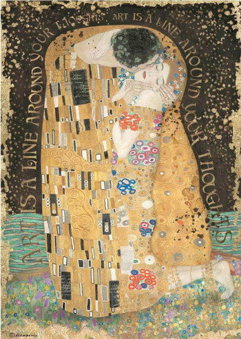 Beautiful The Kiss Klimt Stamperia A4 Rice Papers are of Exquisite Quality for Decoupage crafts. Thin yet durable. Imported from Europe. Beautiful colors, great patterns, exceptional strength. Decorative fibers and ink colors