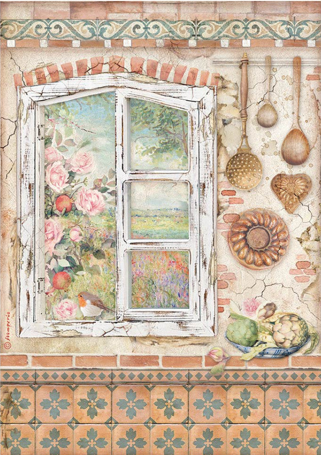 Stamperia Casa Granada Window A4 Rice Papers are of Exquisite Quality for Decoupage Art. Vibrant colorful patterns. Thin yet durable. Imported from Europe. Ideal for Scrapbooking