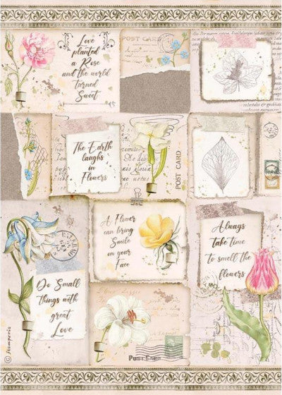 Stamperia Letters & Flowers A4 Rice Papers are of Exquisite Quality for Decoupage Art. Vibrant colorful patterns. Thin yet durable. Imported from Europe. Ideal for Scrapbooking, Mixed Media
