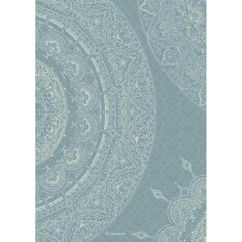 Shop Beautiful Blue Mandala Texture Stamperia Rice Paper for Crafting, Scrapbooking, Journaling, Cardmaking