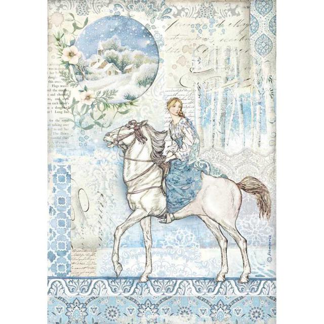 Shop Beautiful Arctic Princess on Horse Stamperia Rice Paper for Crafting, Scrapbooking, Journaling, Cardmaking