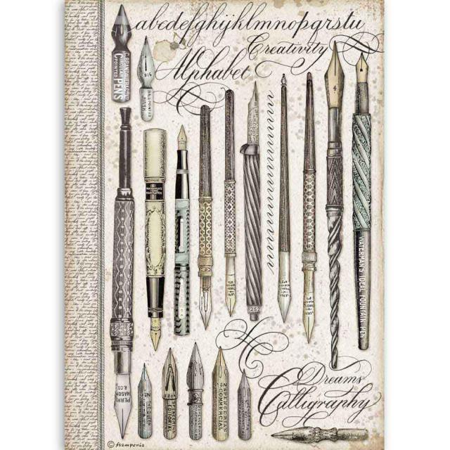 Shop Beautiful Vintage Ink Pens Stamperia Rice Paper for Crafting, Scrapbooking, Journaling, Cardmaking