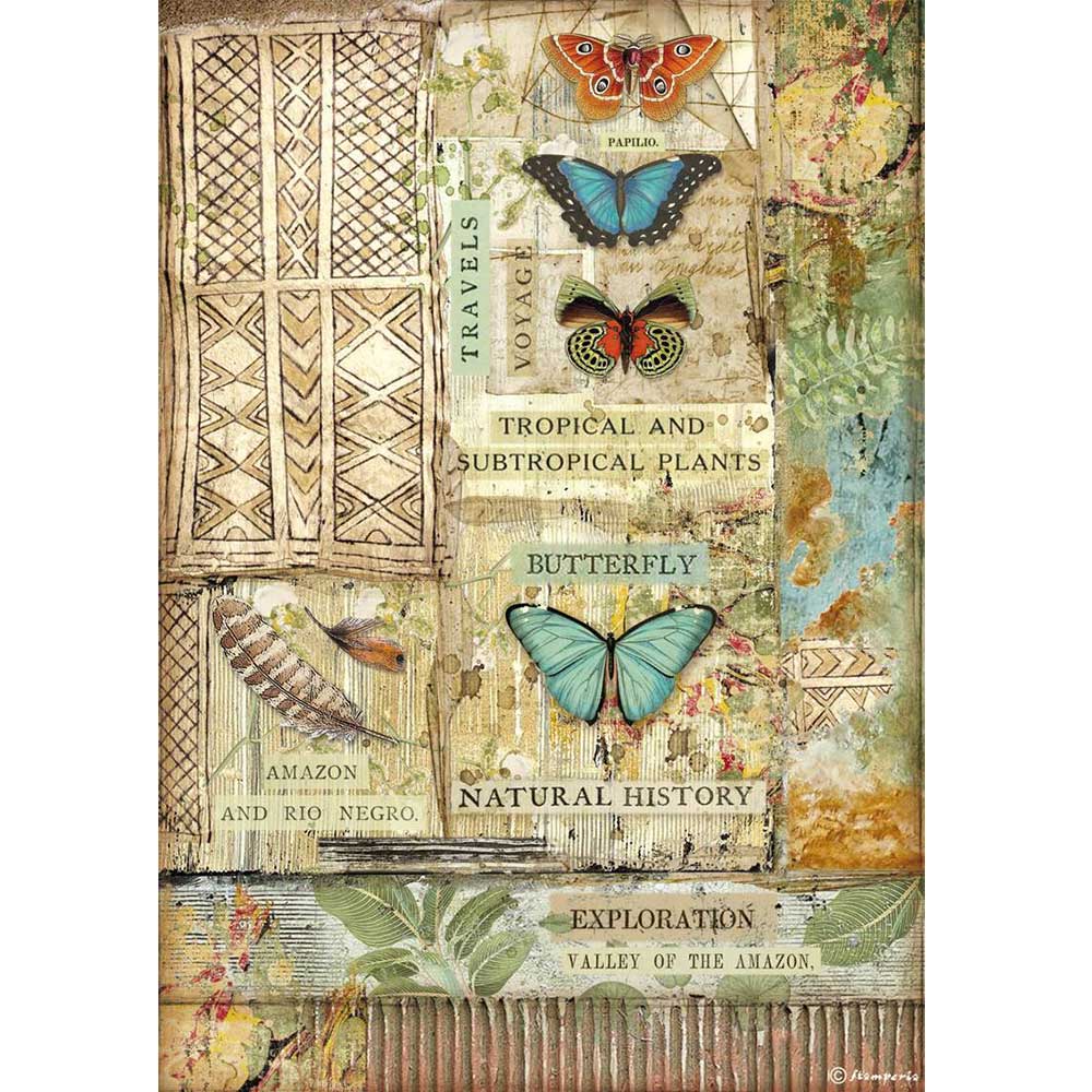 Beautiful Amazonia Butterfly Stamperia A4 Rice Papers are of Exquisite Quality for Decoupage crafts. Thin yet durable. Imported from Europe. Beautiful colors, great patterns, exceptional strength