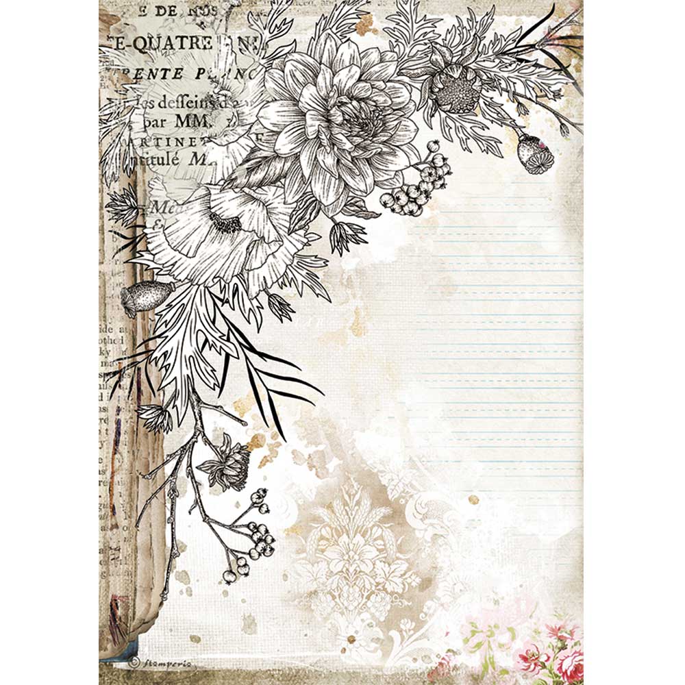 Shop Black & White Flowers Rice Paper for Crafting, Scrapbooking, Journaling, Cardmaking