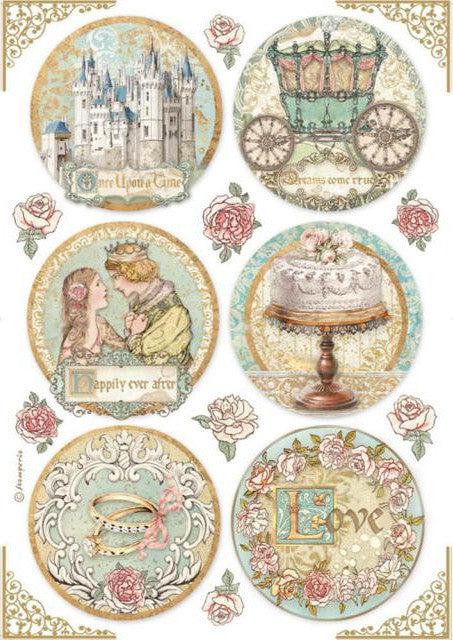 Beautiful Sleeping Beauty Rounds Stamperia A4 Rice Papers are of Exquisite Quality for Decoupage crafts. Thin yet durable. Imported from Europe