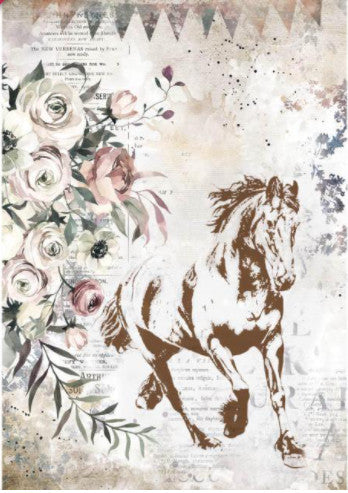 Beautiful Romantic Running Horse Stamperia A4 Rice Papers are of Exquisite Quality for Decoupage crafts. Thin yet durable. Imported from Europe. Beautiful colors, great patterns