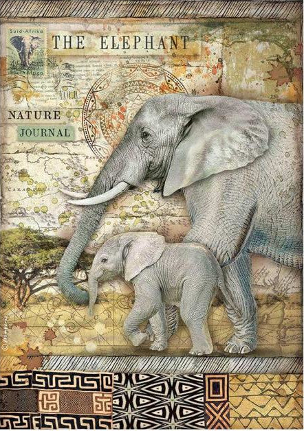 Stamperia Savana The Elephant A4 Rice Papers are of Exquisite Quality for Decoupage Art. Vibrant colorful patterns. Thin yet durable. Imported from Europe
