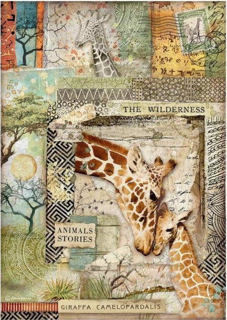 Stamperia Savana Giraffe A4 Rice Papers are of Exquisite Quality for Decoupage Art. Vibrant colorful patterns. Thin yet durable. Imported from Europe