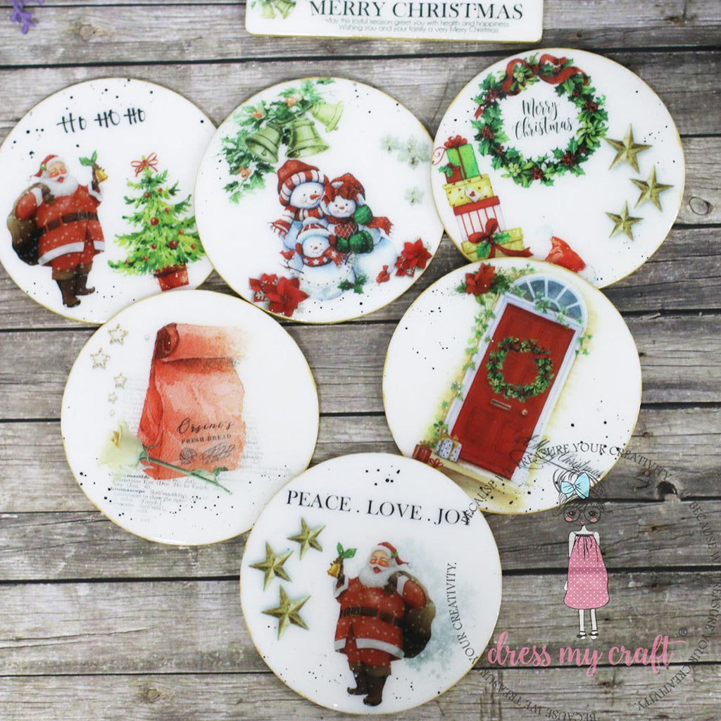 Shop Christmas Bells Dress My Craft Transfer Me Papers for Decoupage Art. Beautiful, Vibrant. Enhances look of Wood, Metal, Plastic, Leather, Marble, Glass, Terracotta