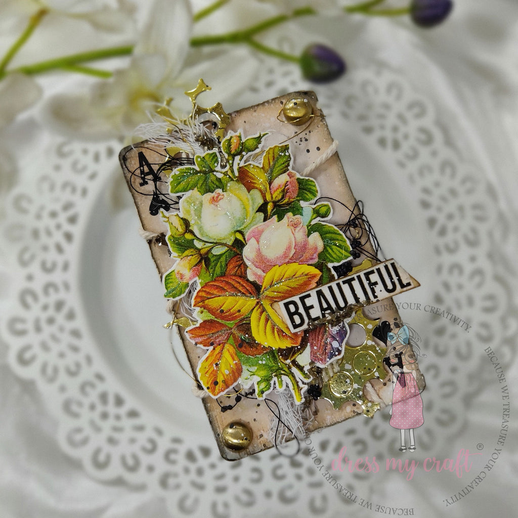 Shop Vintage Flowers-4 Dress My Craft Transfer Me Papers for Decoupage Art. Beautiful, Vibrant. Enhances look of Wood, Metal, Plastic, Leather, Marble, Glass