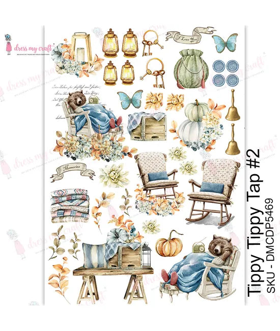 ShopTippy Tippy Tap-2  Dress My Craft Transfer Me Papers for Decoupage Art. Beautiful, Vibrant. Enhances look of Wood, Metal, Plastic, Leather, Marble, Glass