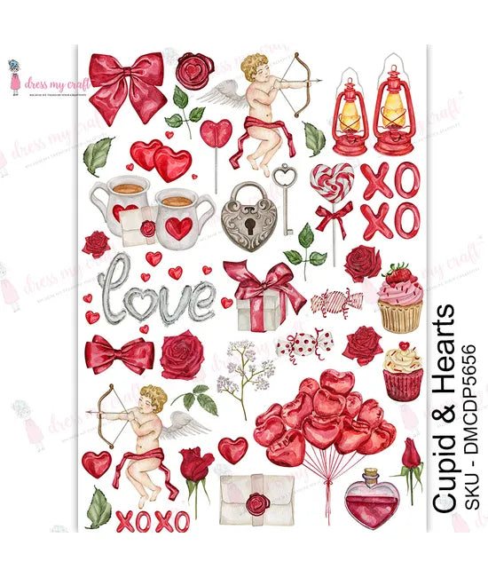 Shop Cupid & Hearts Dress My Craft Transfer Me Papers for Decoupage Art. Beautiful, Vibrtant. Enhances look of Wood, Metal, Plastic, Leather, Marble, Glass