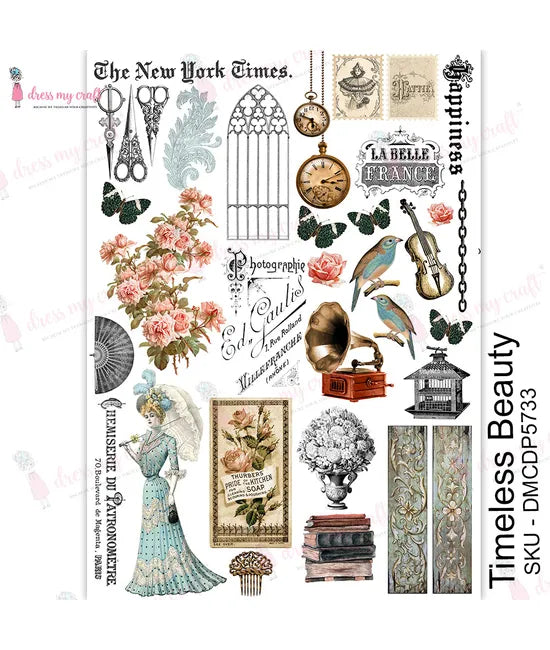 Shop Vintage Ladies Dress My Craft Transfer Me Papers for Decoupage Art. Beautiful, Vibrant. Enhances look of Wood, Metal, Plastic, Leather, Marble, Glass