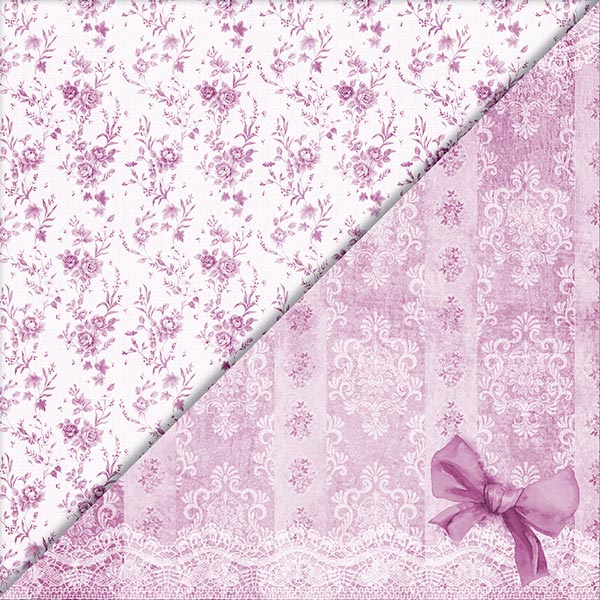 Pink Floral & Lace Wedding Scrapbook Paper