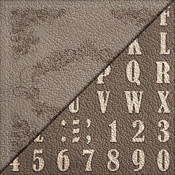 Shop Grey Leather with Numbers and Letters  Scrapbooking Paper for Journaling, Decoupage, Mixed Media